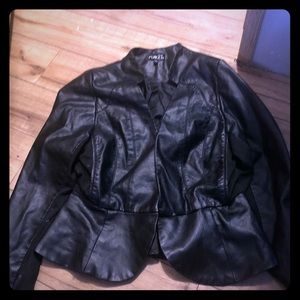 Faux leather blazer